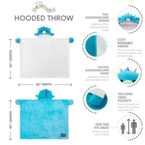 Tatiana Dragon Squishmallows Hooded Throw - Picture 9 of 10
